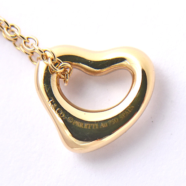 ティファニー ネックレス レディース オープン ハート ペンダント イエローゴールド 7mm プチネックレス 750YG TIFFANY 中古