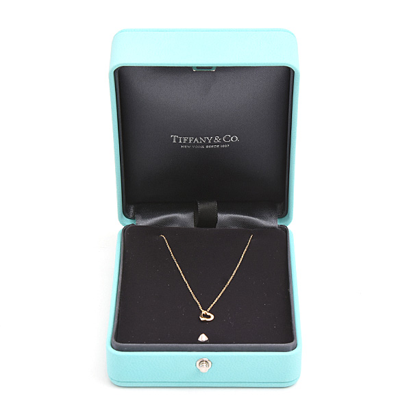 ティファニー ネックレス レディース オープン ハート ペンダント イエローゴールド 7mm プチネックレス 750YG TIFFANY 中古
