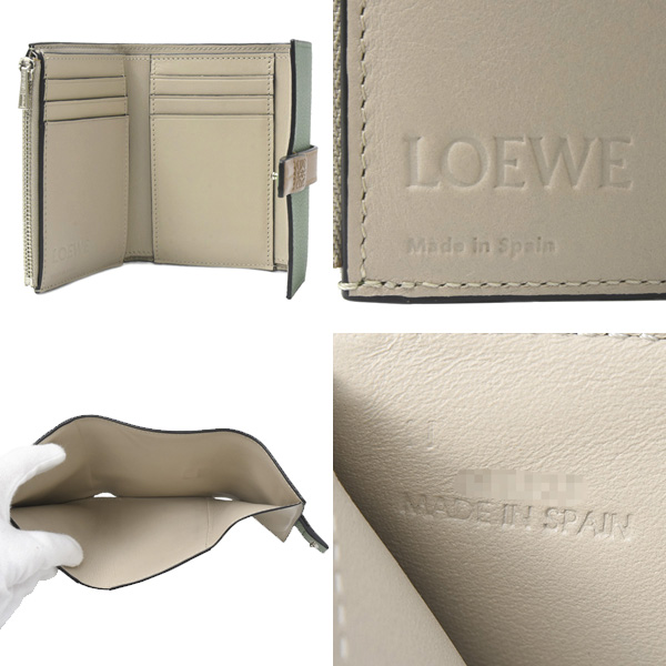 ロエベ 財布 レディース バーティカル ウォレット スモール 三つ折り財布 レザー ローズマリー/タン LOEWE 中古