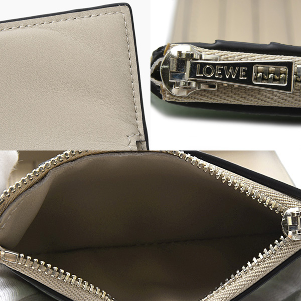 ロエベ 財布 レディース バーティカル ウォレット スモール 三つ折り財布 レザー ローズマリー/タン LOEWE 中古