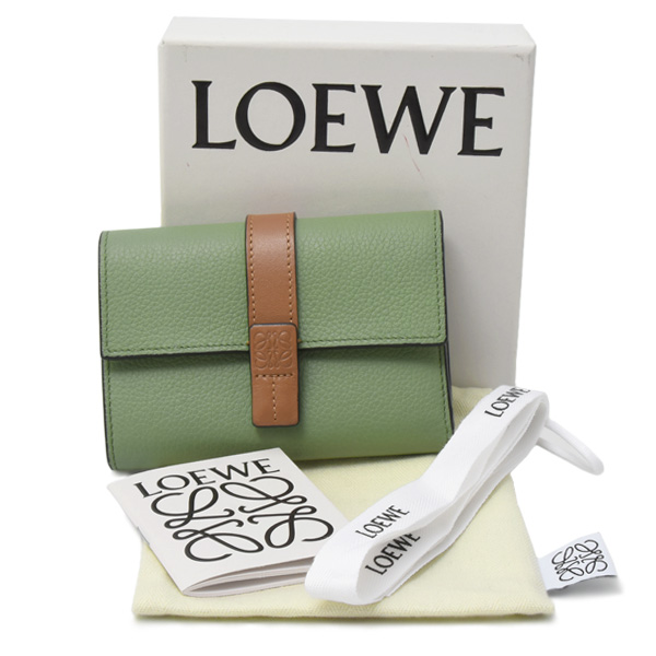 ロエベ 財布 レディース バーティカル ウォレット スモール 三つ折り財布 レザー ローズマリー/タン LOEWE 中古