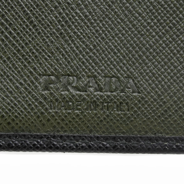 プラダ 財布 メンズ ロゴ 二つ折り財布 小銭入れ カード入れ サフィアーノレザー ブラック PRADA 2M0738 中古