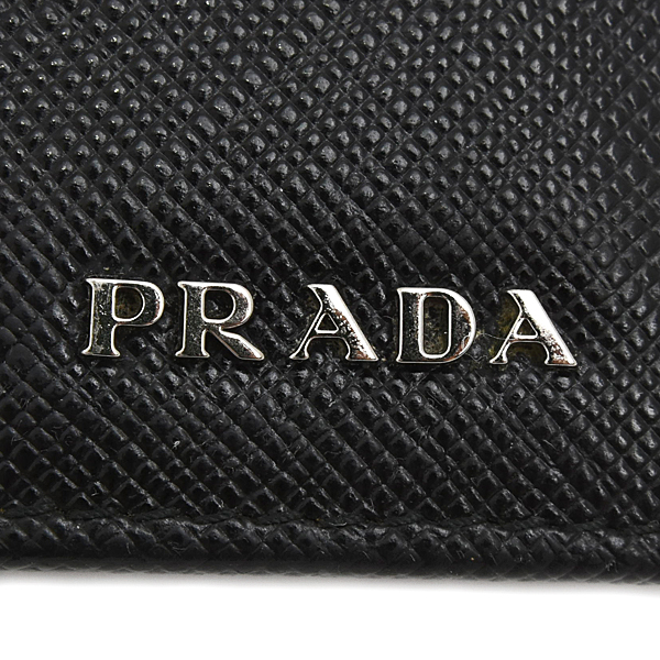 プラダ 財布 メンズ ロゴ 二つ折り財布 小銭入れ カード入れ サフィアーノレザー ブラック PRADA 2M0738 中古