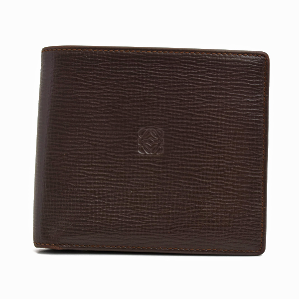 ロエベ 財布 メンズ レディース アナグラム 二つ折り財布 カード入れ 小銭入れ カーフ ブラウン LOEWE 中古