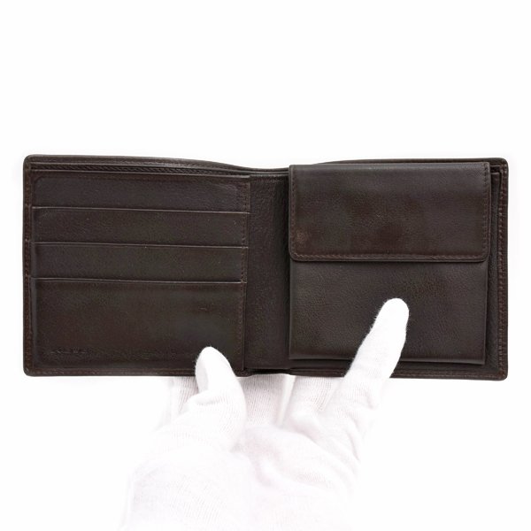 ロエベ 財布 メンズ レディース アナグラム 二つ折り財布 カード入れ 小銭入れ カーフ ブラウン LOEWE 中古