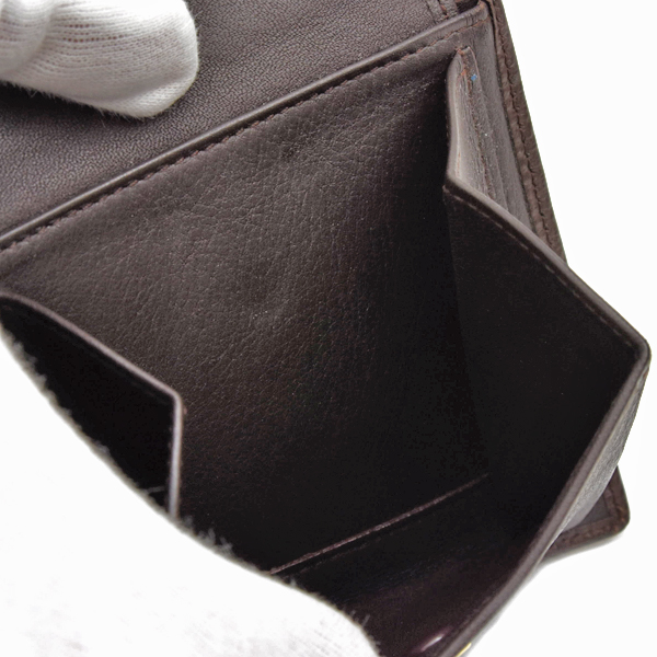 ロエベ 財布 メンズ レディース アナグラム 二つ折り財布 カード入れ 小銭入れ カーフ ブラウン LOEWE 中古