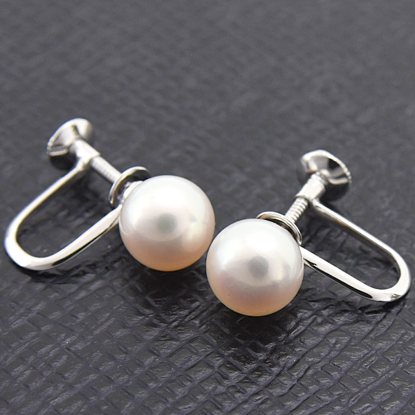 ミキモト イヤリング レディース 1P パール 7.7mm珠 ホワイトゴールド MIKIMOTO K14WG 中古