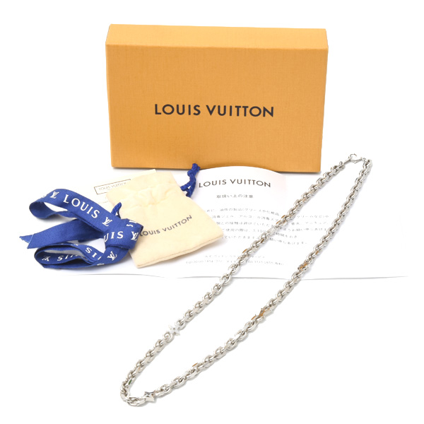 ルイヴィトン ジュエリー メンズ LVケーブルネックレス チェーンネックレス シルバー Louis Vuitton M02223 中古