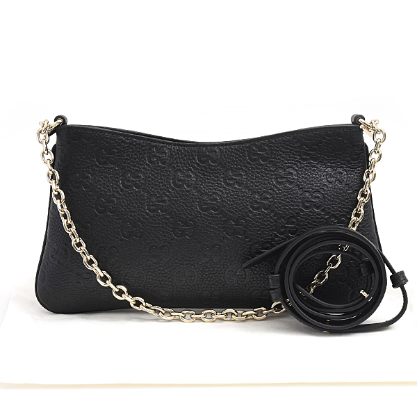 グッチ バッグ レディース GGエンブレム ミディアム ハンドバッグ ショルダーバッグ 2WAY ブラック レザー GUCCI 815277 中古