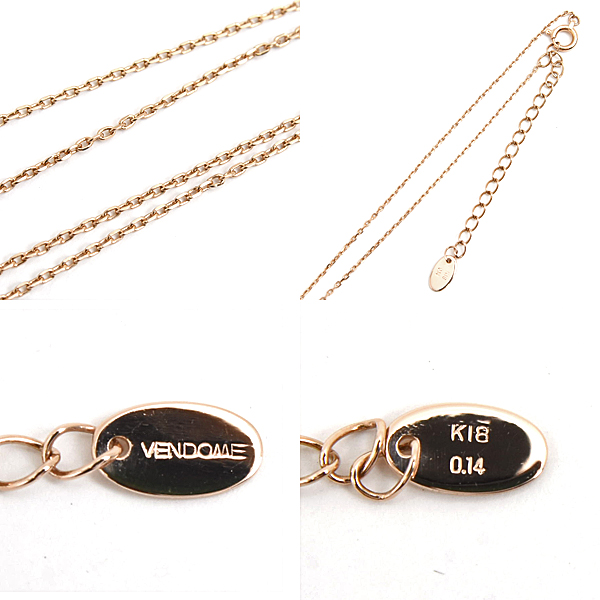 ヴァンドーム青山 ネックレス レディース フラワー クロス ダイヤ スウィング D0.14ct ピンクーゴールド 十字架 VENDOME AOYAMA K18PG 中古