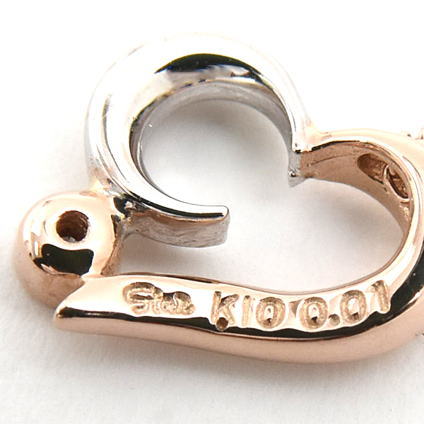 スタージュエリー ネックレス レディース ハートムーン 1Pダイヤ D0.01ct ピンクゴールド ホワイトゴールド STAR JEWELRY K10PG×WG 中古