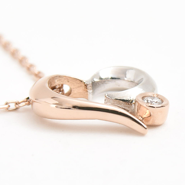 スタージュエリー ネックレス レディース ハートムーン 1Pダイヤ D0.01ct ピンクゴールド ホワイトゴールド STAR JEWELRY K10PG×WG 中古