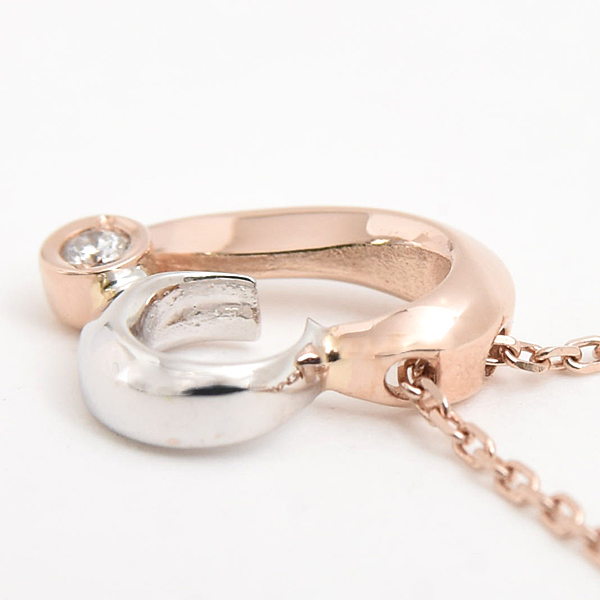 スタージュエリー ネックレス レディース ハートムーン 1Pダイヤ D0.01ct ピンクゴールド ホワイトゴールド STAR JEWELRY K10PG×WG 中古