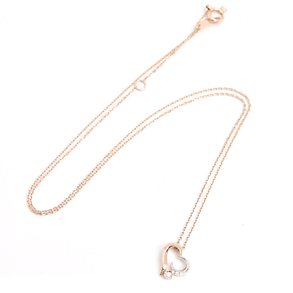 スタージュエリー ネックレス レディース ハートムーン 1Pダイヤ D0.01ct ピンクゴールド ホワイトゴールド STAR JEWELRY K10PG×WG 中古