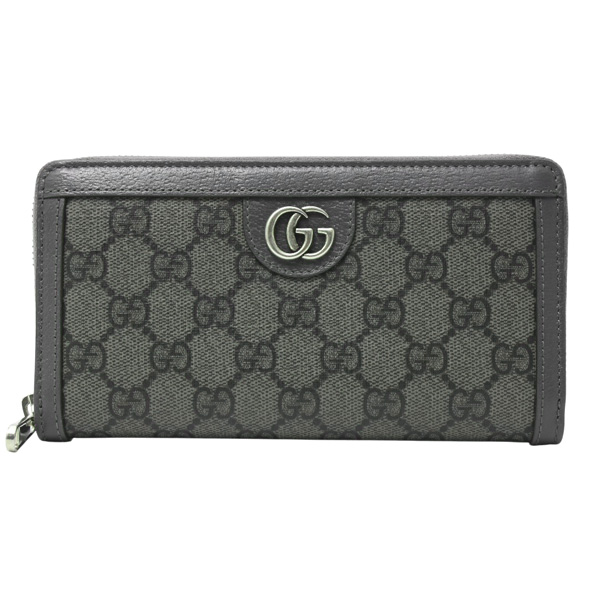 グッチ 財布 メンズ レディース ジップアラウンドウォレット オフィディア GGスプリーム キャンバス グレー GUCCI 706844 中古