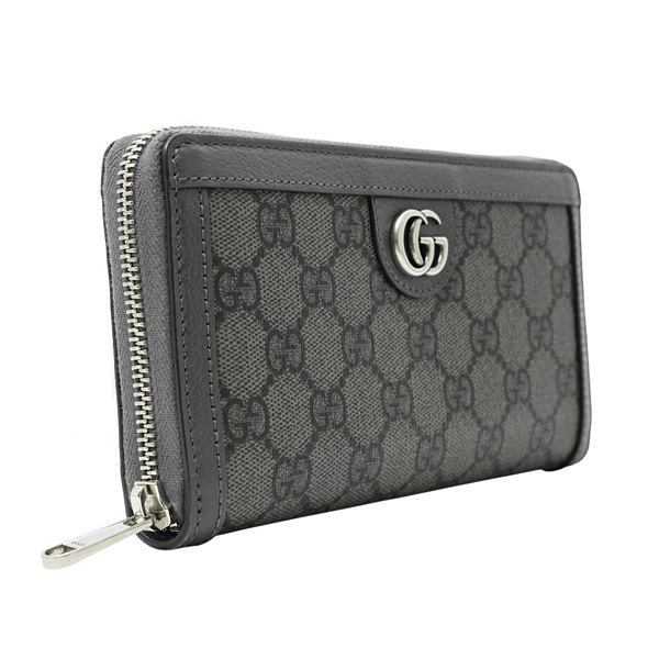 グッチ 財布 メンズ レディース ジップアラウンドウォレット オフィディア GGスプリーム キャンバス グレー GUCCI 706844 中古