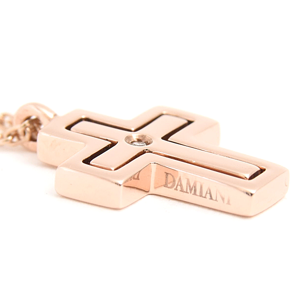 ダミアーニ ネックレス レディース JAL限定 ベルエポック 1Pダイヤ クロス ペンダント ピンクゴールド DAMIANI 375PG K9PG 中古