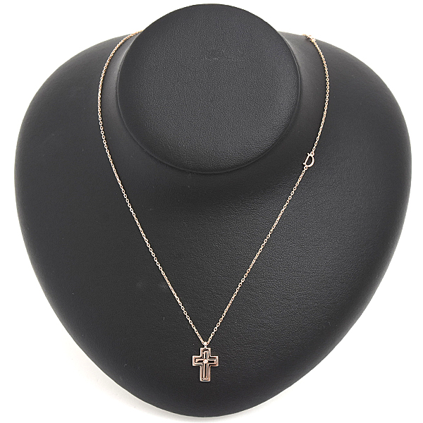 ダミアーニ ネックレス レディース JAL限定 ベルエポック 1Pダイヤ クロス ペンダント ピンクゴールド DAMIANI 375PG K9PG 中古