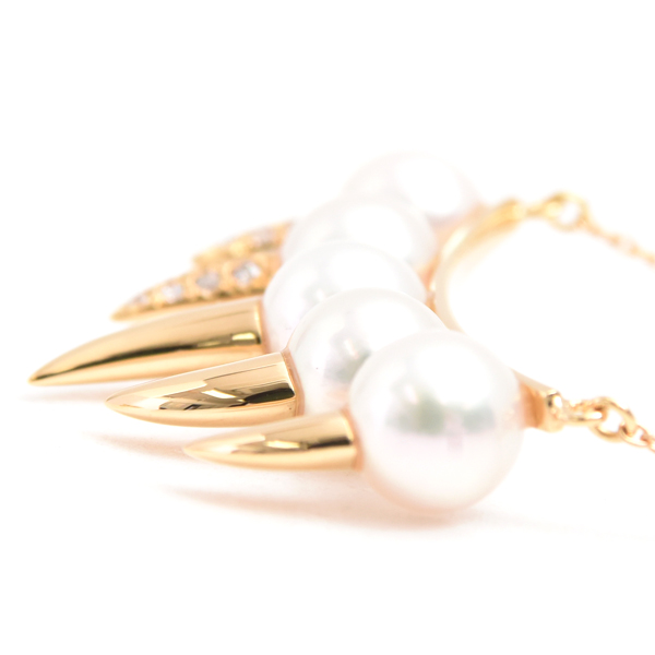 タサキ ネックレス レディース デインジャー ファング パール ダイヤモンド ネックレス D0.09ct ゴールド TASAKI K18YG 中古