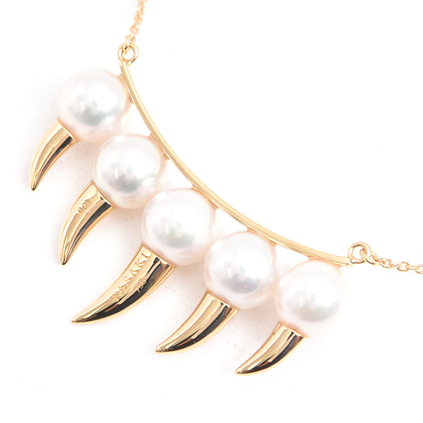 タサキ ネックレス レディース デインジャー ファング パール ダイヤモンド ネックレス D0.09ct ゴールド TASAKI K18YG 中古