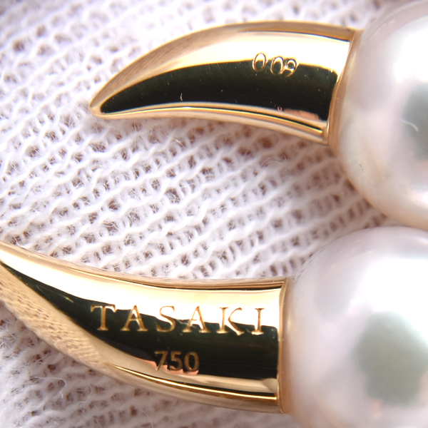 タサキ ネックレス レディース デインジャー ファング パール ダイヤモンド ネックレス D0.09ct ゴールド TASAKI K18YG 中古