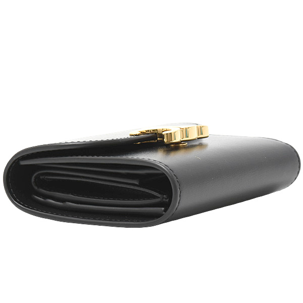 セリーヌ 財布 レディース スモール フラップウォレット トリオンフ 2つ折り財布 レザー ブラック CELINE 10D783 中古