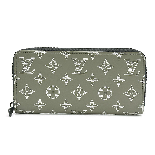 ルイヴィトン 財布 メンズ ジッピーウォレット ホリゾンタル モノグラムシャドウ オリーブグリーン Louis Vuitton M12578 中古