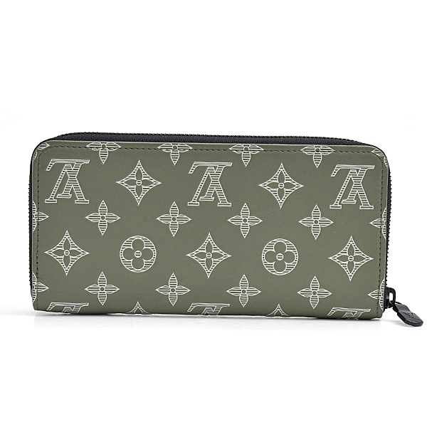 ルイヴィトン 財布 メンズ ジッピーウォレット ホリゾンタル モノグラムシャドウ オリーブグリーン Louis Vuitton M12578 中古
