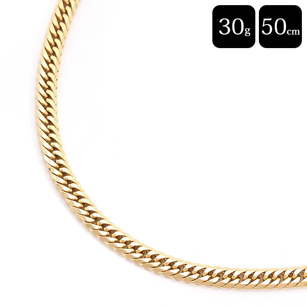 喜平 ネックレス K18 6面カット ダブル 30g 50cm 造幣局検定刻印入 メンズ レディース チェーン イエローゴールド YG 中古