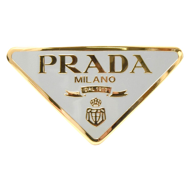 プラダ 服飾小物 レディース トライアングルロゴ メタル バレッタ ヘアクリップ スティール×真鍮 グレー×ゴールド PRADA 1IF050_2BA6_F0WYK 中古