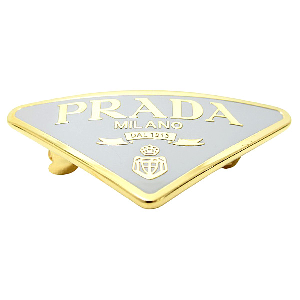 プラダ 服飾小物 レディース トライアングルロゴ メタル バレッタ ヘアクリップ スティール×真鍮 グレー×ゴールド PRADA 1IF050_2BA6_F0WYK 中古