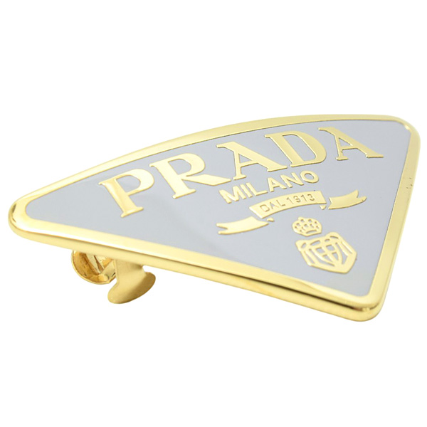 プラダ 服飾小物 レディース トライアングルロゴ メタル バレッタ ヘアクリップ スティール×真鍮 グレー×ゴールド PRADA 1IF050_2BA6_F0WYK 中古