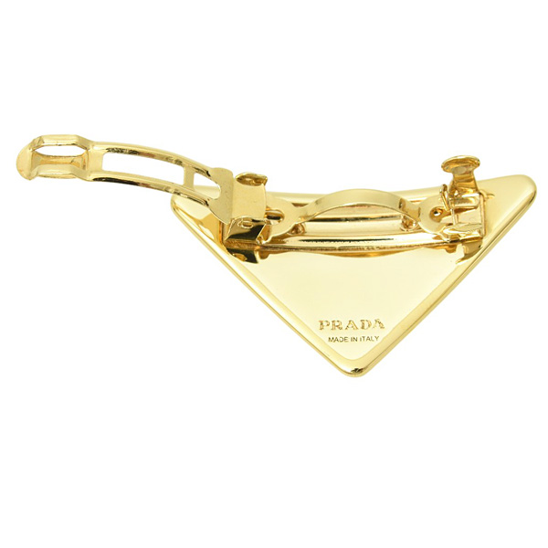 プラダ 服飾小物 レディース トライアングルロゴ メタル バレッタ ヘアクリップ スティール×真鍮 グレー×ゴールド PRADA 1IF050_2BA6_F0WYK 中古