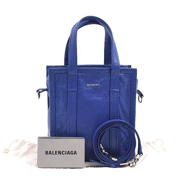 バレンシアガ バッグ レディース バザールショッパー XXS 2WAY ショルダーバッグ ラムレザー ブルー BALENCIAGA 513988 中古