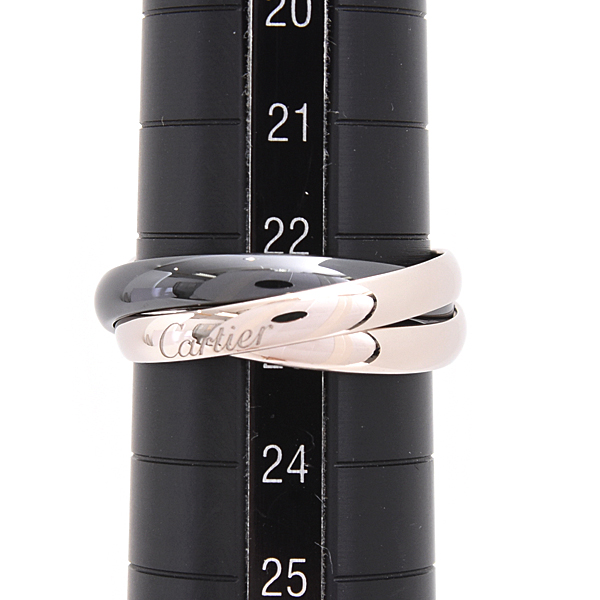カルティエ 指輪メンズ トリニティ リング 3連 3.2mm 63号 実寸23号 750WG×CE ホワイトゴールド Cartier 中古