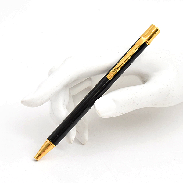 カルティエ 筆記具 レディース マスト ドゥ ツイスト式 ボールペン レフィル付 ブラック ゴールドカラー レジン メタル Cartier 中古