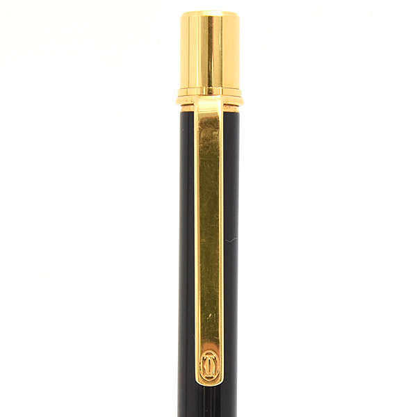 カルティエ 筆記具 レディース マスト ドゥ ツイスト式 ボールペン レフィル付 ブラック ゴールドカラー レジン メタル Cartier 中古