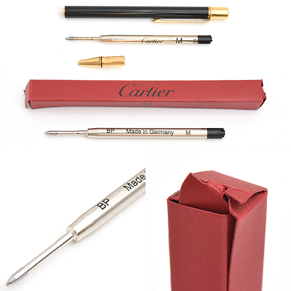 カルティエ 筆記具 レディース マスト ドゥ ツイスト式 ボールペン レフィル付 ブラック ゴールドカラー レジン メタル Cartier 中古
