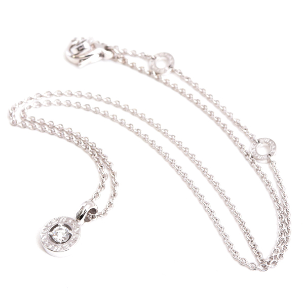 ブルガリ ネックレス レディース ブルガリブルガリ 1Pダイヤ ネックレス ホワイトゴールド BVLGARI 750WG 中古