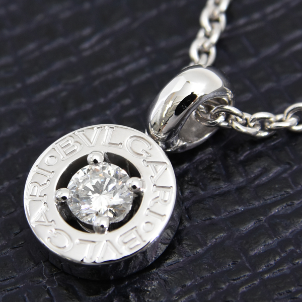 ブルガリ ネックレス レディース ブルガリブルガリ 1Pダイヤ ネックレス ホワイトゴールド BVLGARI 750WG 中古