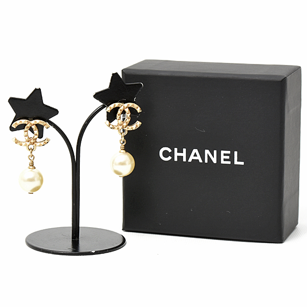 シャネル ピアス レディース ココマーク 1Pフェイクパール ピアス GP ゴールド CHANEL 中古