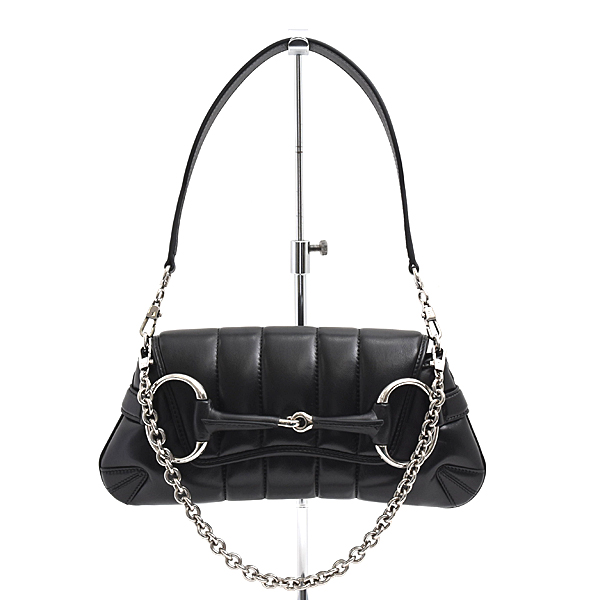 グッチ バッグ レディース ホースビット スモール ハンドバッグ 2WAY チェーンショルダー ブラック GUCCI 764339 中古
