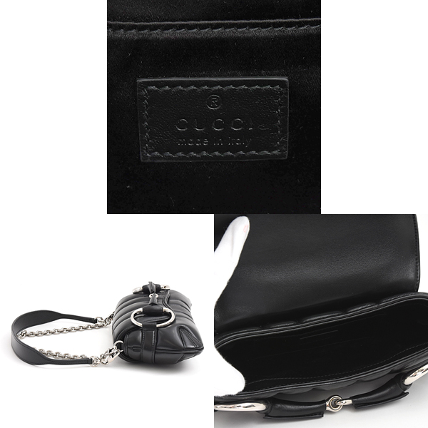 グッチ バッグ レディース ホースビット スモール ハンドバッグ 2WAY チェーンショルダー ブラック GUCCI 764339 中古