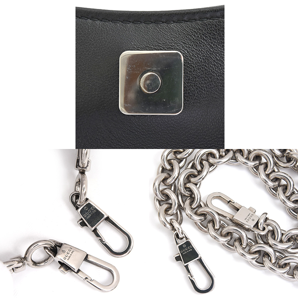 グッチ バッグ レディース ホースビット スモール ハンドバッグ 2WAY チェーンショルダー ブラック GUCCI 764339 中古