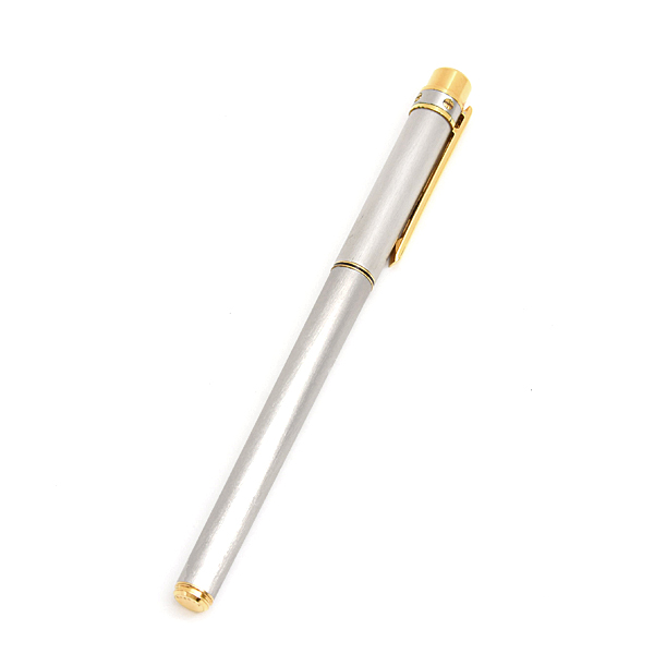 カルティエ 万年筆 レディース サントス マスト ドゥ キャップ式 イエローゴールド マットシルバー メタル 18K 750YG K18 Cartier 中古