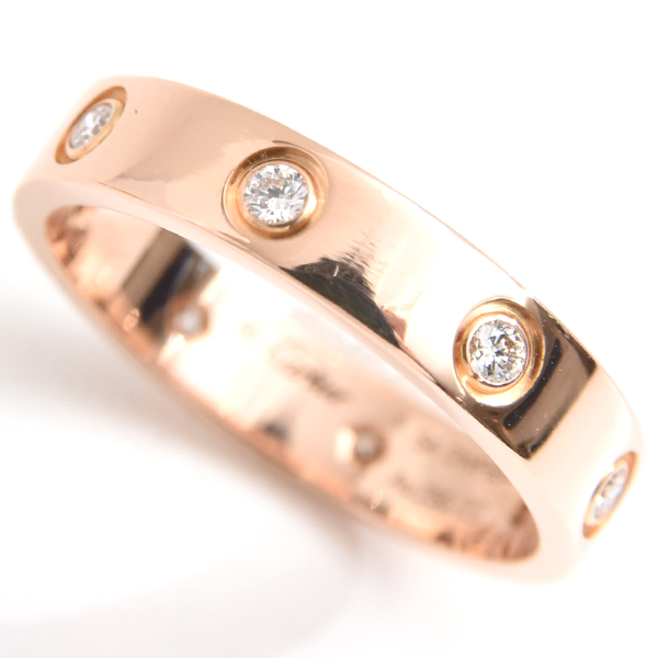 カルティエ 指輪 レディース ミニラブ フルダイヤ リング 54号 ピンクゴールド Cartier 750PG 中古