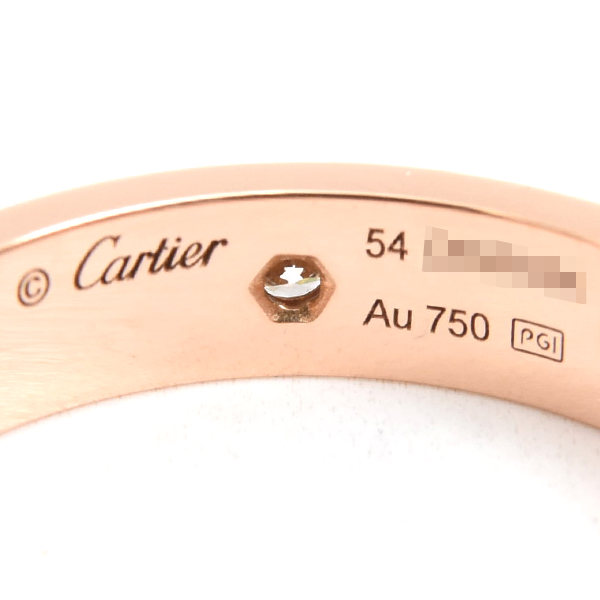 カルティエ 指輪 レディース ミニラブ フルダイヤ リング 54号 ピンクゴールド Cartier 750PG 中古