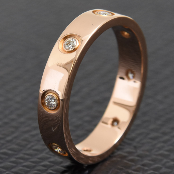 カルティエ 指輪 レディース ミニラブ フルダイヤ リング 54号 ピンクゴールド Cartier 750PG 中古