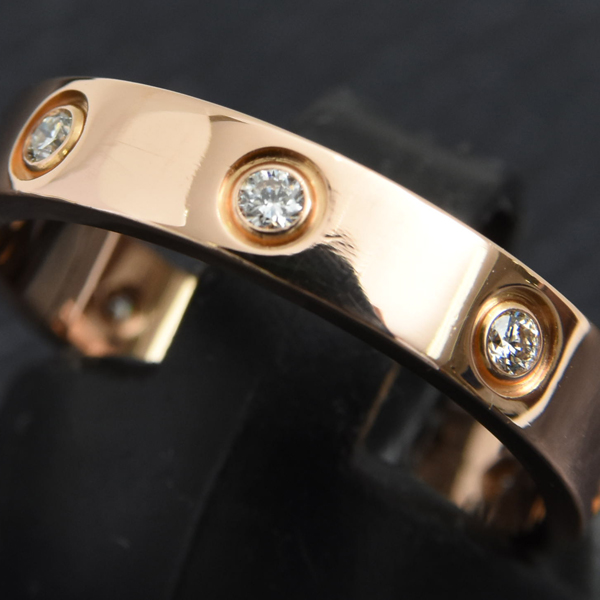 カルティエ 指輪 レディース ミニラブ フルダイヤ リング 54号 ピンクゴールド Cartier 750PG 中古