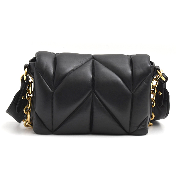 ミュウミュウ バッグ レディース キルティング ショルダーバッグ チェーンショルダー ナッパレザー ブラック MIUMIU 5BD213 中古